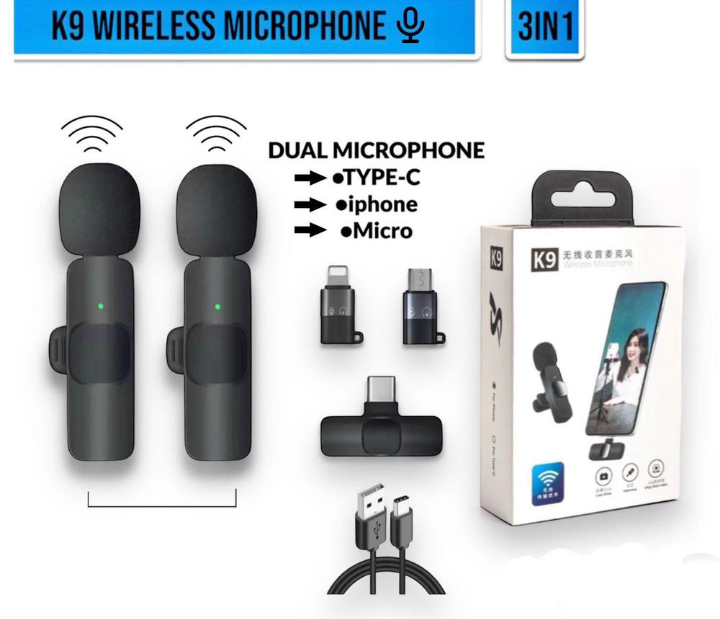 K9 Wireless Vlogging Rechargeable Microphone