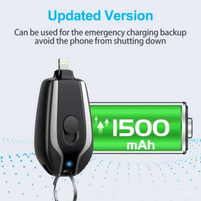 Portable Keychain Charger 1500mAh Ultra-Compact Mini Battery Pack Fast Charging Backup Power Bank